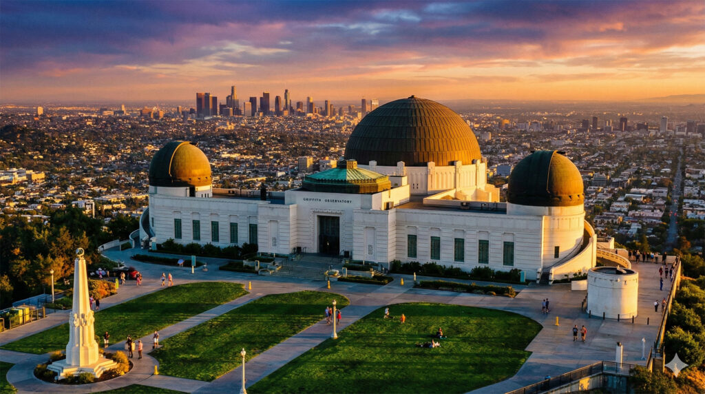 Griffith Obserwatory widok z drona na miasto LA